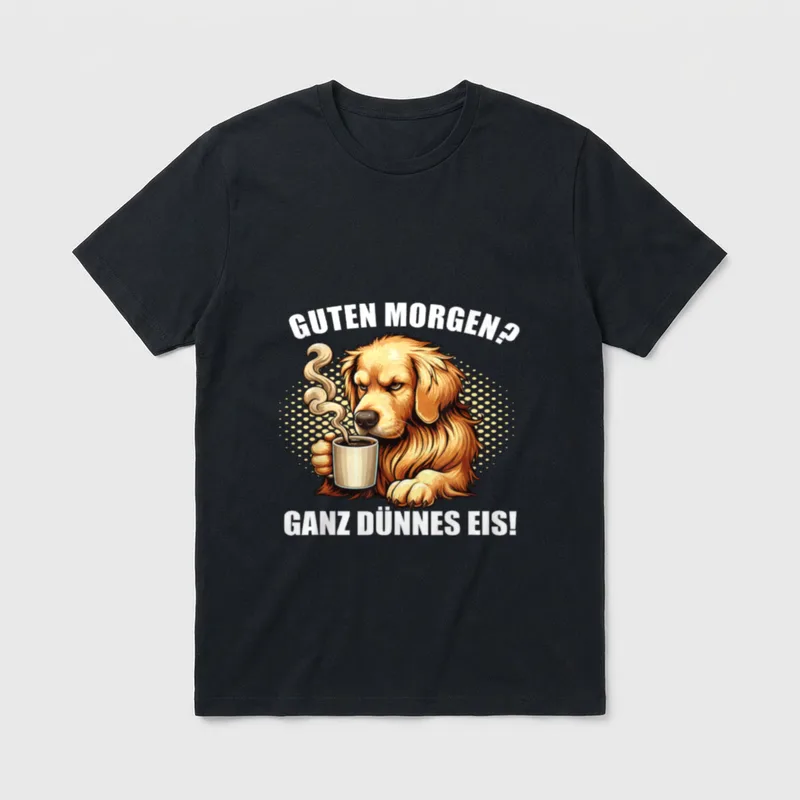 Guten Morgen Ganz dünnes Golden Retriever T-Shirt – Klassisches T-Shirt in Schwarz