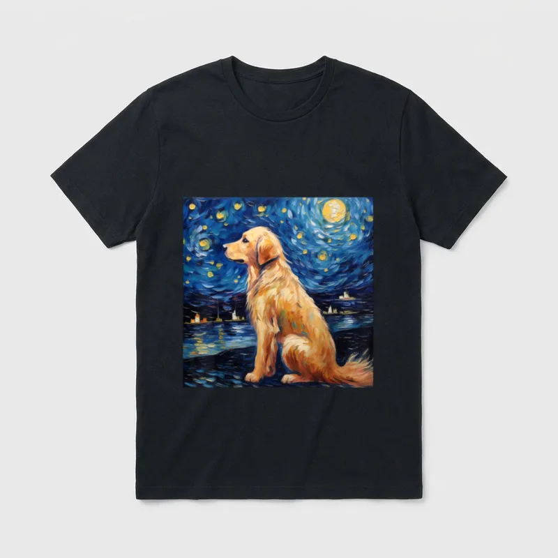 Golden Retriever Sternennacht Golden T-Shirt – Klassisches T-Shirt in Schwarz