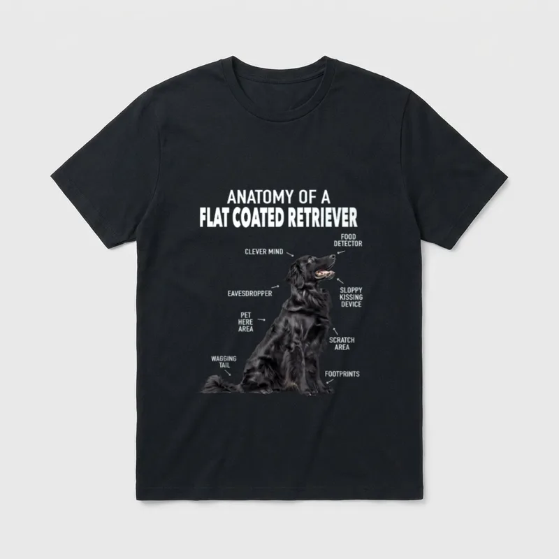 Anatomie eines Flat Coated T-Shirt – Klassisches T-Shirt in Schwarz