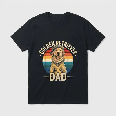 Vintage Golden Retriever Papa T-Shirt – Klassisches T-Shirt in Schwarz