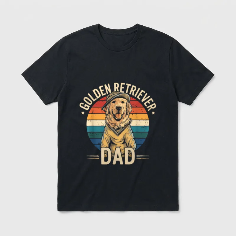 Vintage Golden Retriever Papa T-Shirt – Klassisches T-Shirt in Schwarz