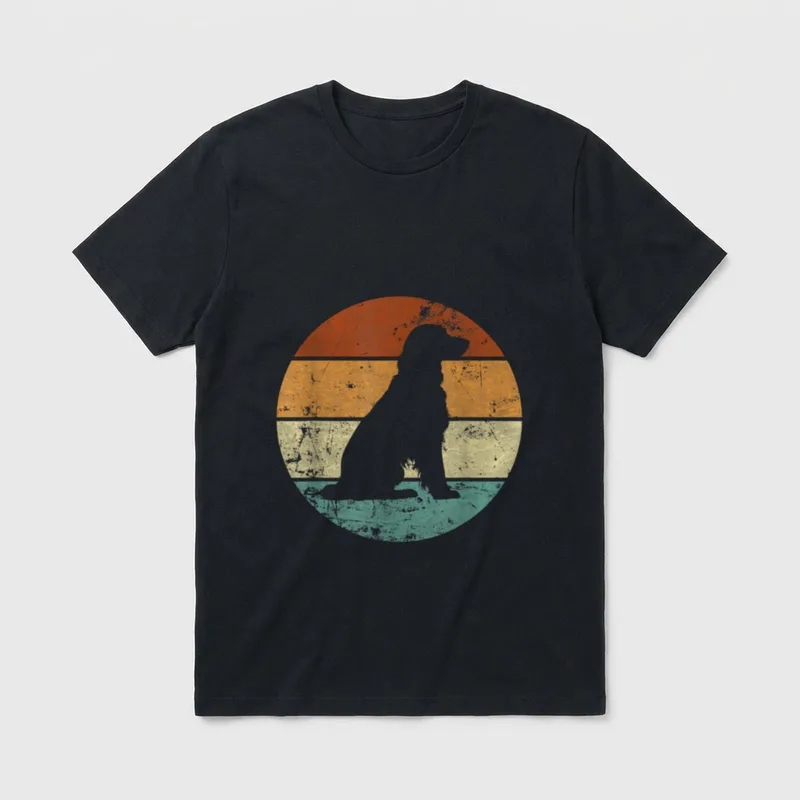 Flat Coated Retriever Hund Retro T-Shirt – Klassisches T-Shirt in Schwarz