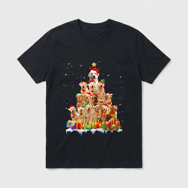 Golden Retriever Weihnachtsbaum passender T-Shirt – Klassisches T-Shirt in Schwarz