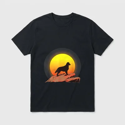 Flat Coated Retriever Sunrise T-Shirt – Klassisches T-Shirt in Schwarz