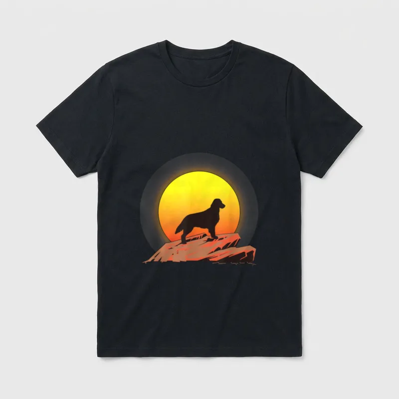 Flat Coated Retriever Sunrise T-Shirt – Klassisches T-Shirt in Schwarz