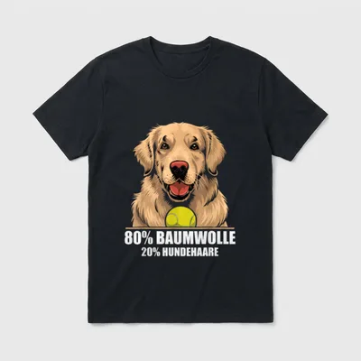 Golden Retriever 80% Baumwolle T-Shirt – Klassisches T-Shirt in Schwarz