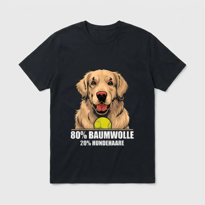 Golden Retriever 80% Baumwolle T-Shirt – Klassisches T-Shirt in Schwarz