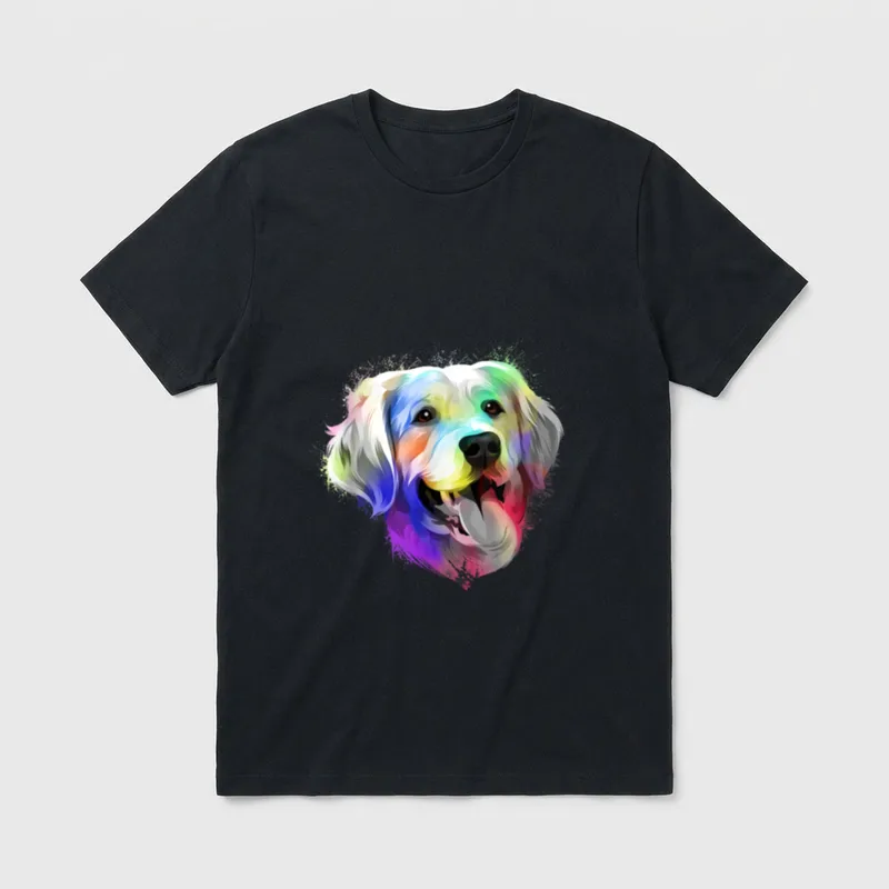 Pop Art Golden Retriever T-Shirt – Klassisches T-Shirt in Schwarz