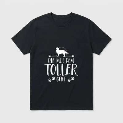 Die mit dem Toller T-Shirt – Weißer Golden Retriever und der Spruch Die mit dem Toller geht – Klassisches T-Shirt in Schwarz