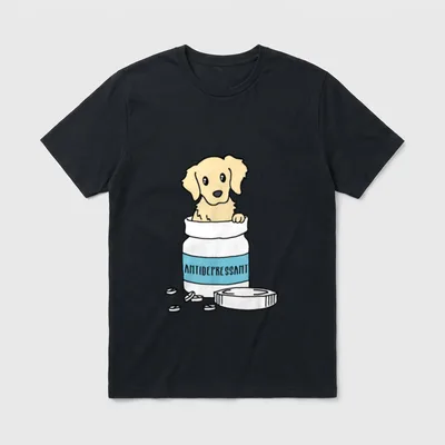 Hunde Antidepressivum lustiges Golden T-Shirt – Klassisches T-Shirt in Schwarz