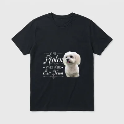 Süßes Malteser Hunde Grafik T-Shirt – Klassisches T-Shirt in Schwarz