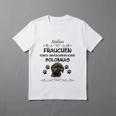 Stolzes Frauchen eines Bolonka T-Shirt – Klassisches T-Shirt in Schwarz