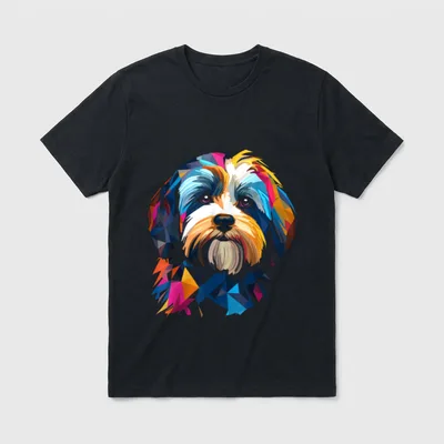 Havaneser Geometrisches T-Shirt – Klassisches T-Shirt in Schwarz