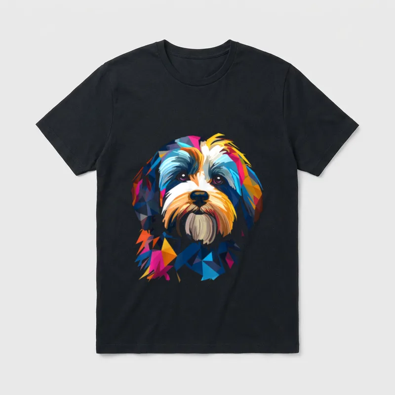 Havaneser Geometrisches T-Shirt – Klassisches T-Shirt in Schwarz