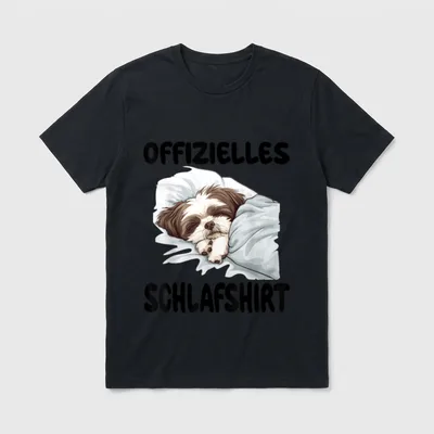 Lustiges Shih Tzu Hund T-Shirt – Schlafender Shih Tzu Hund mit Text Offizielles Schlafshirt – Klassisches T-Shirt in Schwarz