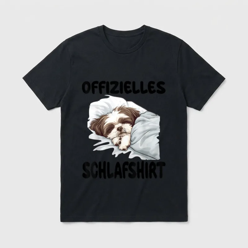 Lustiges Shih Tzu Hund T-Shirt – Schlafender Shih Tzu Hund mit Text Offizielles Schlafshirt – Klassisches T-Shirt in Schwarz