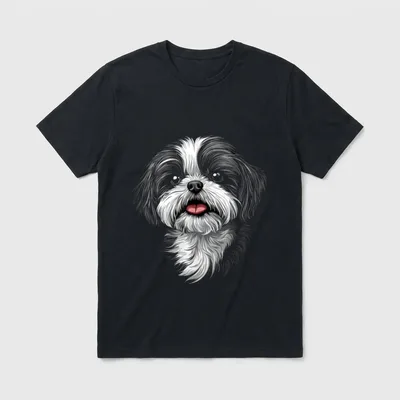 Shih Tzu Hund Motiv T-Shirt – Klassisches T-Shirt in Schwarz