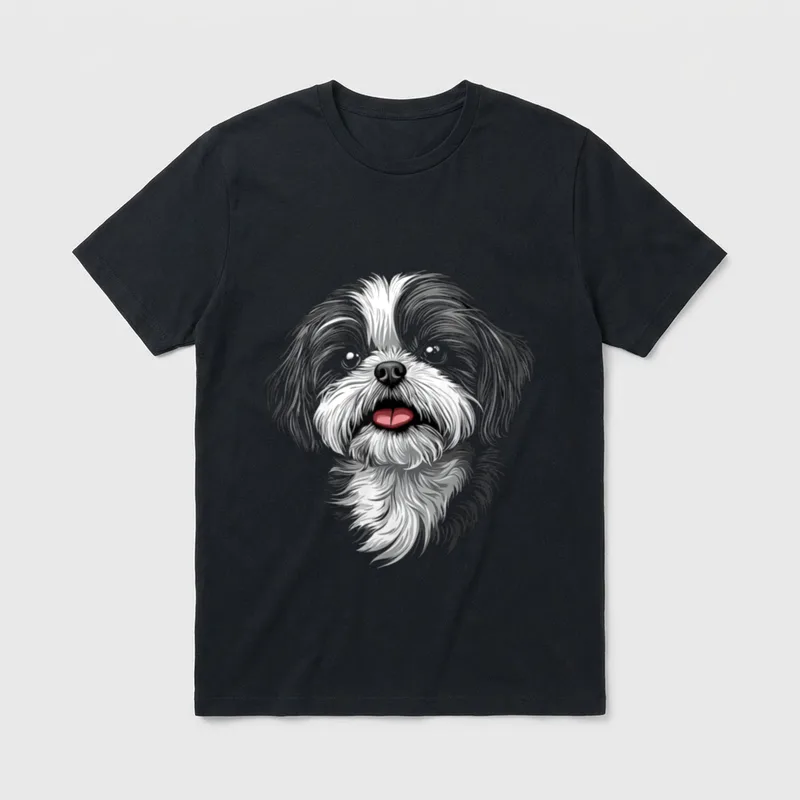 Shih Tzu Hund Motiv T-Shirt – Klassisches T-Shirt in Schwarz