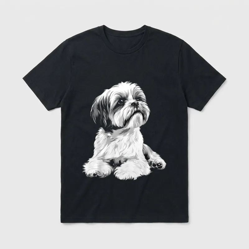 Shih Tzu Hund Motiv Haustier T-Shirt – Klassisches T-Shirt in Schwarz