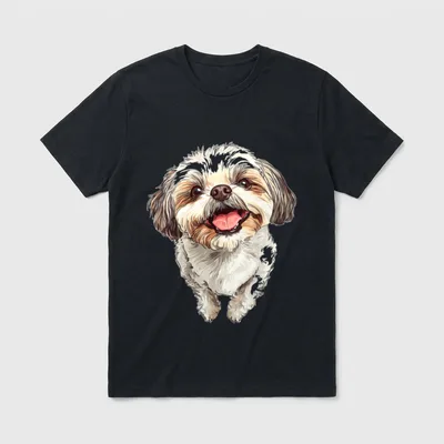 Shih Tzu Hundegrafik mit Tiermotiv T-Shirt – Klassisches T-Shirt in Schwarz