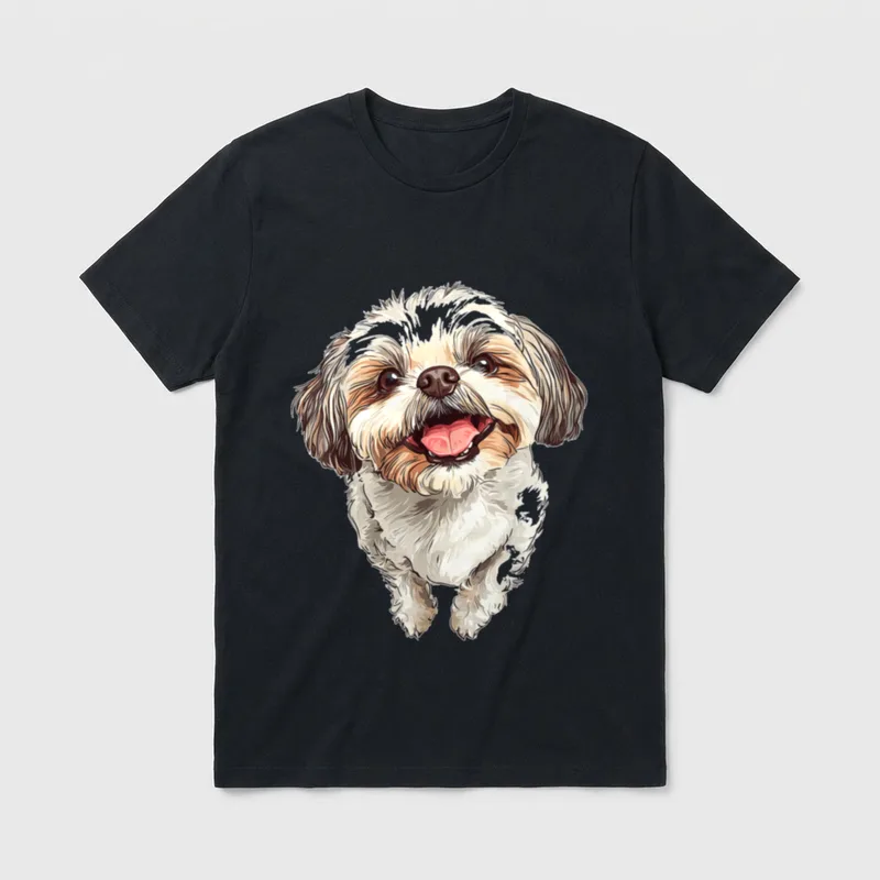Shih Tzu Hundegrafik mit Tiermotiv T-Shirt – Klassisches T-Shirt in Schwarz