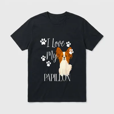 Papillon Hund I love T-Shirt – Klassisches T-Shirt in Schwarz