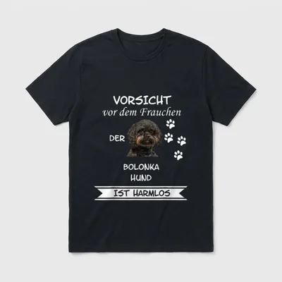 Vorsicht vor dem Frauchen Bolonka T-Shirt – Klassisches T-Shirt in Schwarz