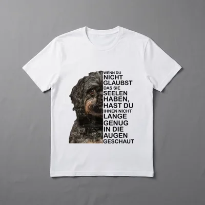 Bolonka Hund Lustiger Spruch T-Shirt – Dunkler Hund mit Text über Seelen und Augenkontakt – Klassisches T-Shirt in Schwarz