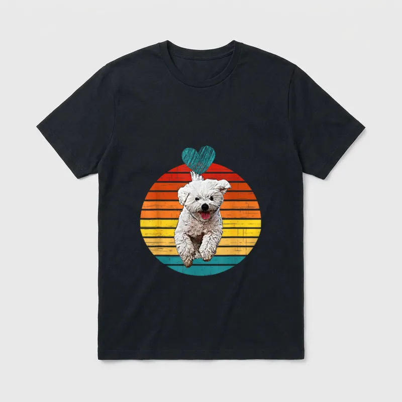 mit Malteser Hund Herz Vintage T-Shirt – Klassisches T-Shirt in Schwarz