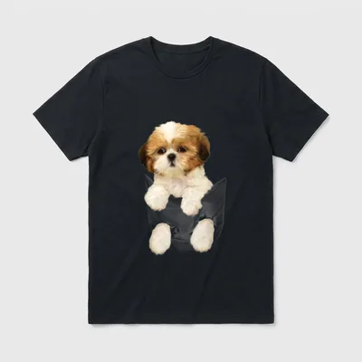 Shih Tzu mit Welpenmotiv T-Shirt – Klassisches T-Shirt in Schwarz