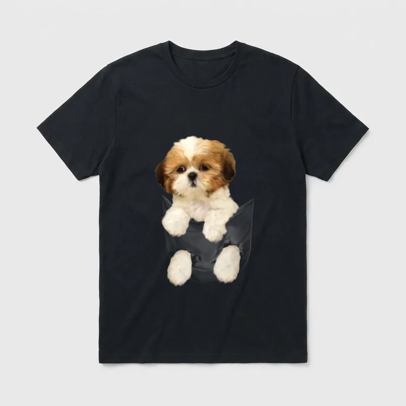 Shih Tzu mit Welpenmotiv T-Shirt – Klassisches T-Shirt in Schwarz