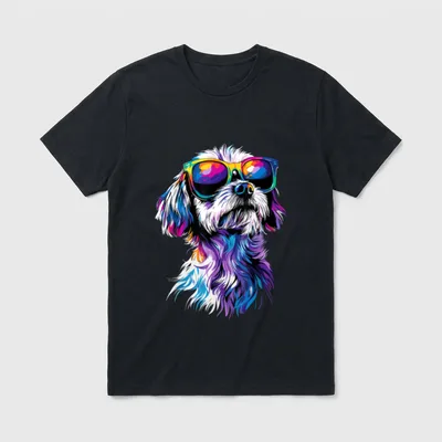 Malteser mit Sonnenbrille Maltese T-Shirt – Klassisches T-Shirt in Schwarz