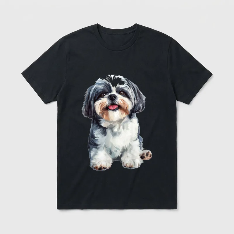 Shih Tzu Hundegrafik Havaneser, Malteser & Co. T-Shirt – Klassisches T-Shirt in Schwarz