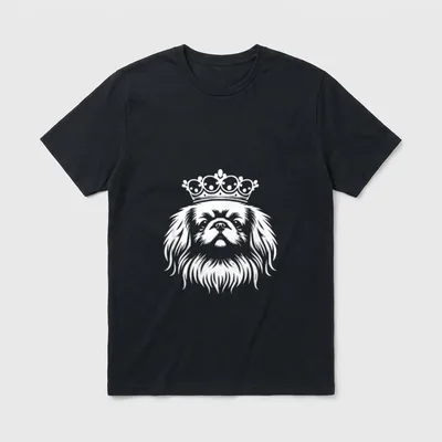 Pekinese-Hund mit Krone-Grafikdesign T-Shirt – Klassisches T-Shirt in Schwarz