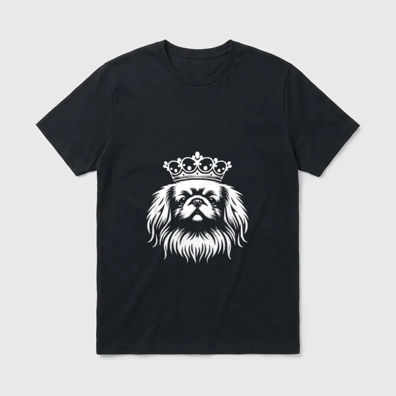 Pekinese-Hund mit Krone-Grafikdesign T-Shirt – Klassisches T-Shirt in Schwarz