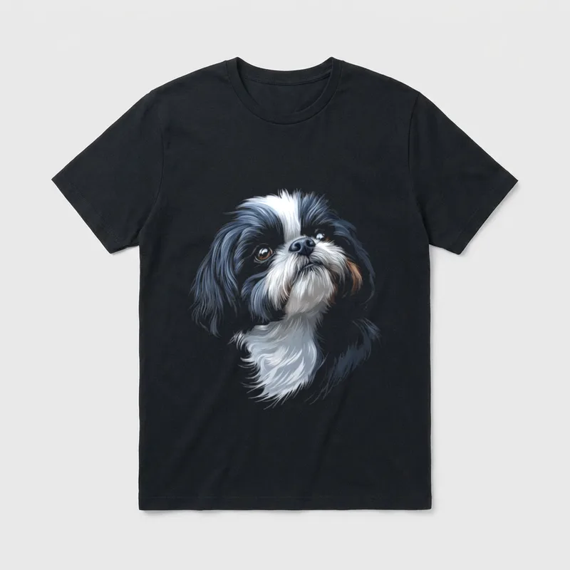 Shih Tzu Hundemotiv Pet T-Shirt – Klassisches T-Shirt in Schwarz