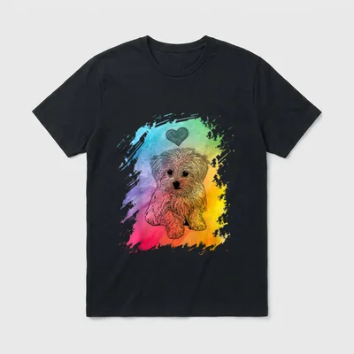 mit Malteser Hundemotiv Farbverlauf T-Shirt – Klassisches T-Shirt in Schwarz