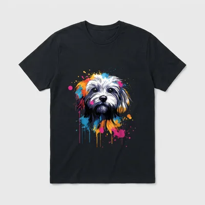 Bunte Malteser Hund T-Shirt – Klassisches T-Shirt in Schwarz