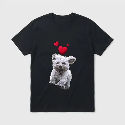 mit Malteser Hund T-Shirt 0118 – Klassisches T-Shirt in Schwarz