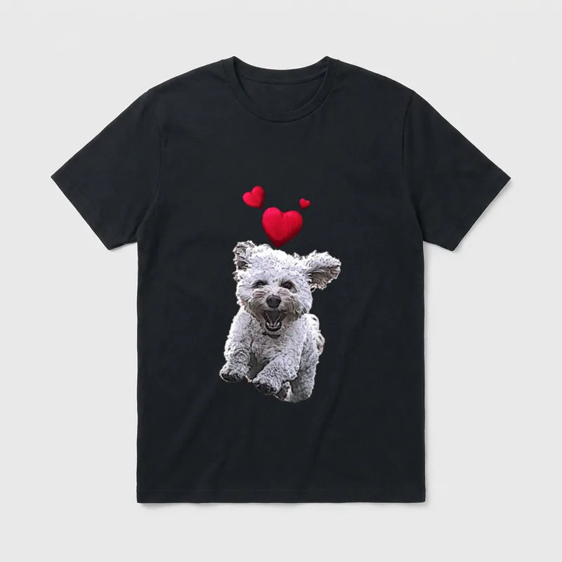 mit Malteser Hund T-Shirt 0118 – Klassisches T-Shirt in Schwarz