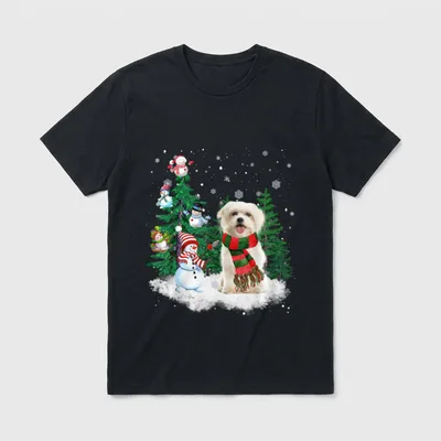Malteser Hund Weihnachten Schneemann T-Shirt – Klassisches T-Shirt in Schwarz