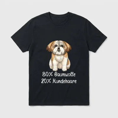 Shih Tzu 80% Baumwolle T-Shirt – Klassisches T-Shirt in Schwarz