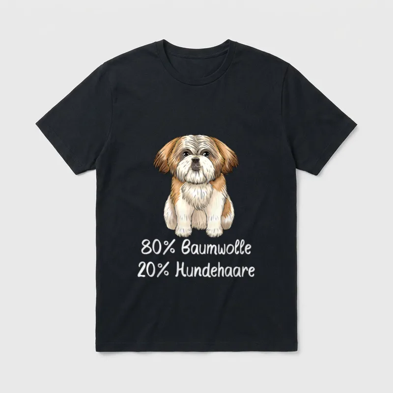 Shih Tzu 80% Baumwolle T-Shirt – Klassisches T-Shirt in Schwarz