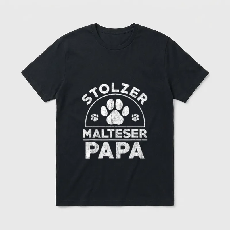 Proud Malteser Papa Hundeliebhaber T-Shirt – Klassisches T-Shirt in Schwarz