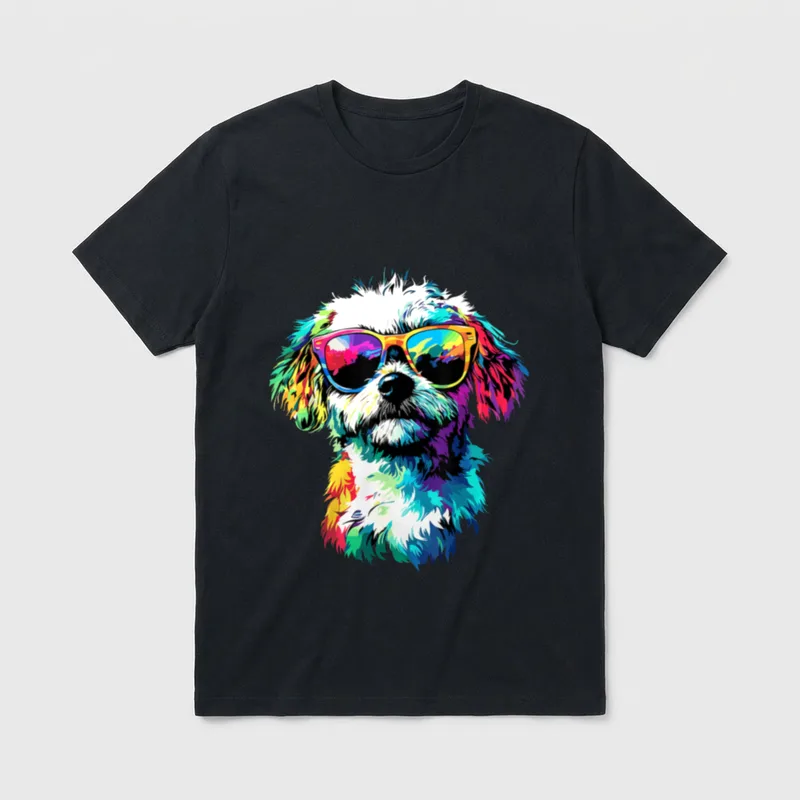 Malteser mit Sonnenbrille Maltese T-Shirt 0152 – Klassisches T-Shirt in Schwarz