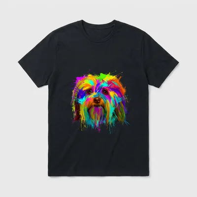 Splash Art Havaneser Havaneser T-Shirt – Klassisches T-Shirt in Schwarz