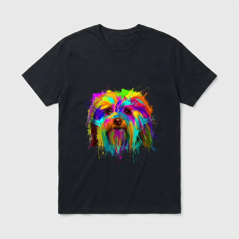 Splash Art Havaneser Havaneser T-Shirt – Klassisches T-Shirt in Schwarz