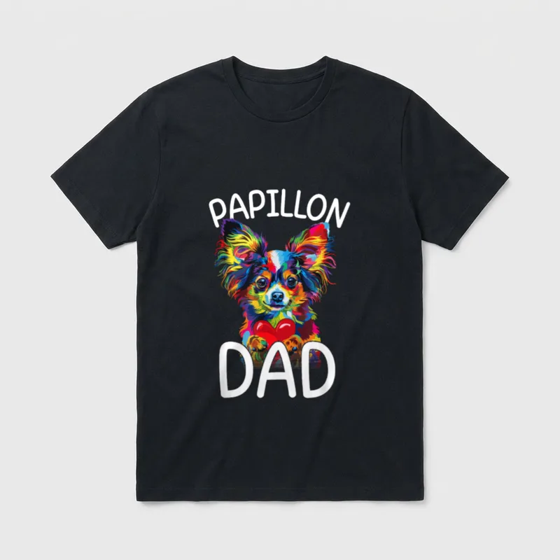 Papillon Dad Design Pop T-Shirt – Klassisches T-Shirt in Schwarz