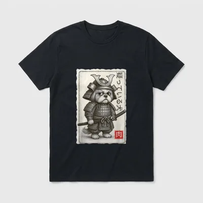Shih Tzu Samurai Hund T-Shirt – Klassisches T-Shirt in Schwarz