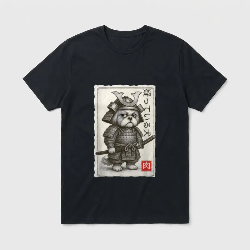 Shih Tzu Samurai Hund T-Shirt – Klassisches T-Shirt in Schwarz
